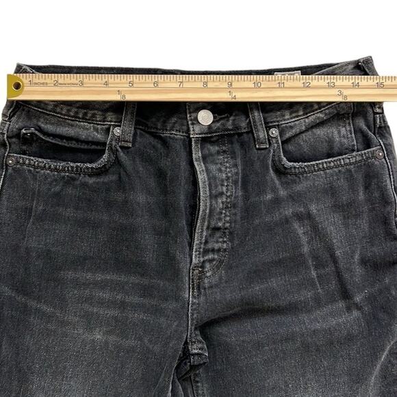 We The Free Jeans Womens 27 Black Chewed Up Hem Midrise Straight Distressed Boho - Picture 8 of 12